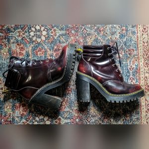 RARE Dr. Martens Persephone Heeled Lug Sole Oxblood Red Boots Docs sz 7.5